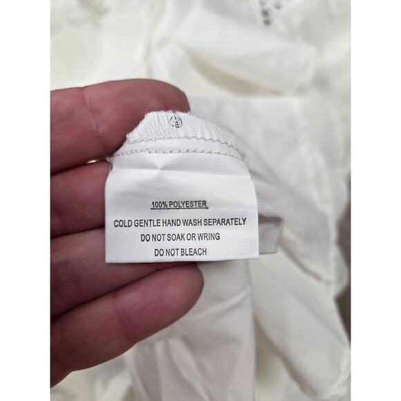 Indikah White Short Flutter Sleeve Ruffled Open Back Short Dress Medium - Picture 2 of 4